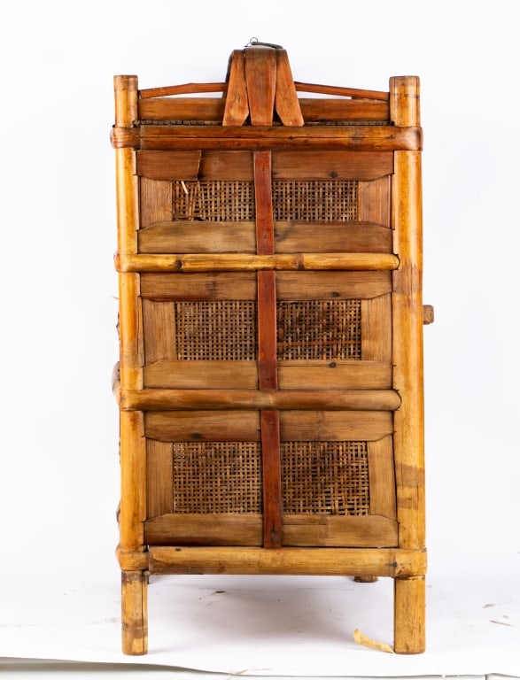 LARGE CHINESE BAMBOO & RATTAN BASKET - 4