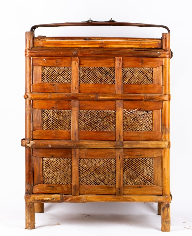 LARGE CHINESE BAMBOO & RATTAN BASKET - 5