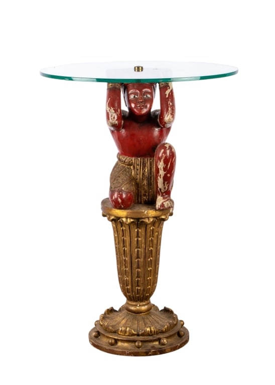 POLYCHROME FIGURAL BASE ACCENT TABLE (1 of 5)
