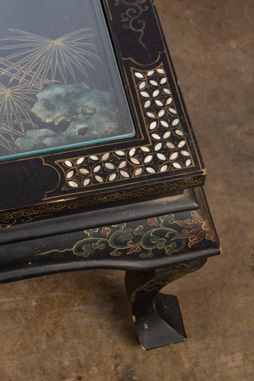 VINTAGE BLACK LACQUER COFFEE TABLE - 7