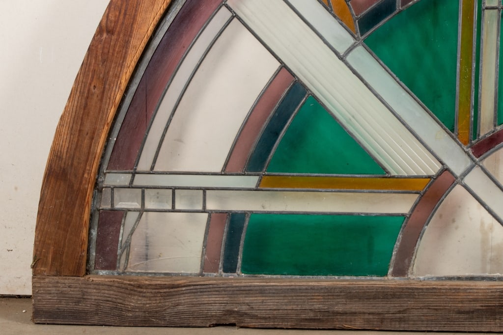 ART DECO STYLE ARCHED STAINED GLASS WINDOW - 5