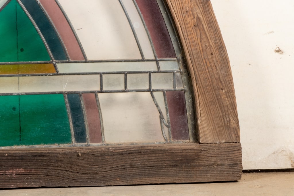 ART DECO STYLE ARCHED STAINED GLASS WINDOW - 7
