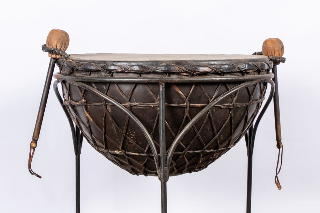 VINTAGE NAGARA DRUM COCKTAIL TABLE - 5