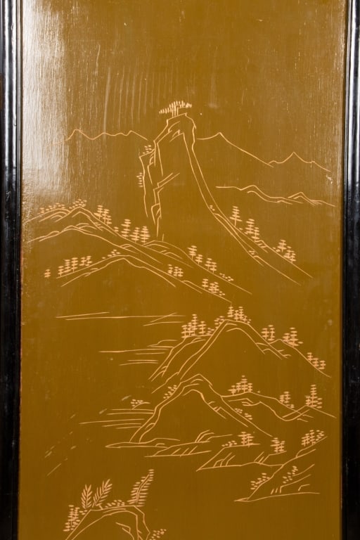 CHINESE 5 PANEL HARDSTONE STAGGERED SCREEN - 11