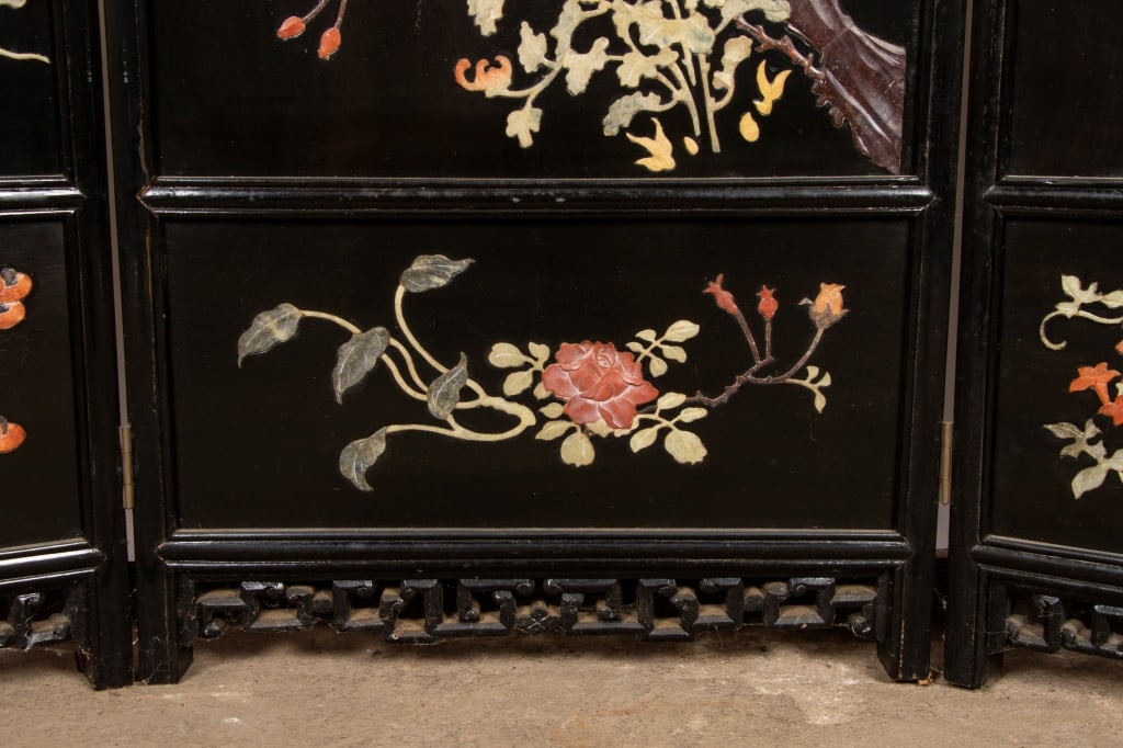 CHINESE 5 PANEL HARDSTONE STAGGERED SCREEN - 8