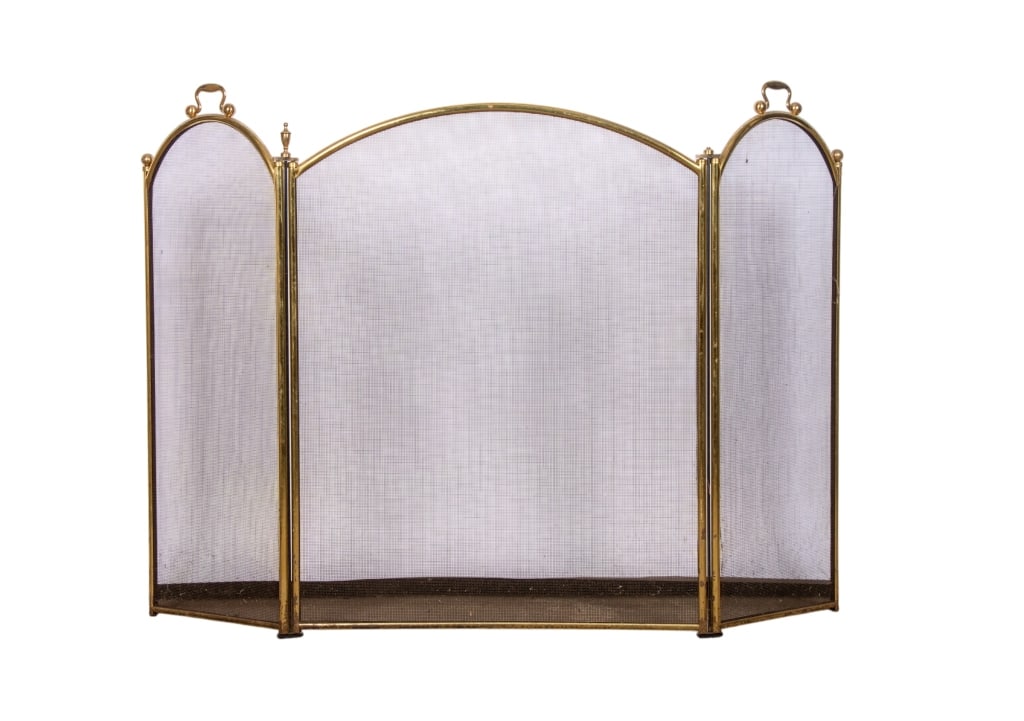 VINTAGE FOLDING BRASS FIREPLACE SCREEN (1 of 6)