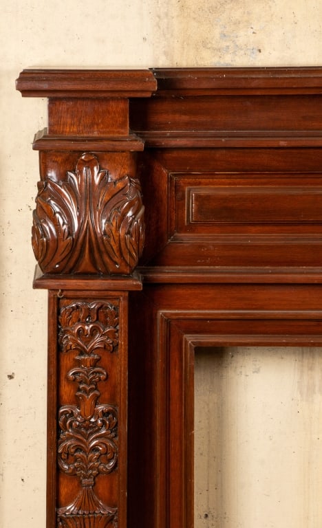 VINTAGE MAHOGANY FIREPLACE MANTLE - 2
