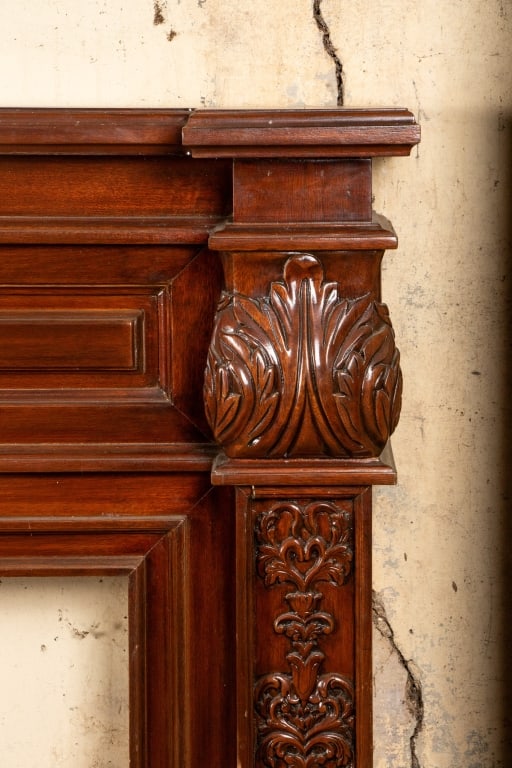 VINTAGE MAHOGANY FIREPLACE MANTLE - 3