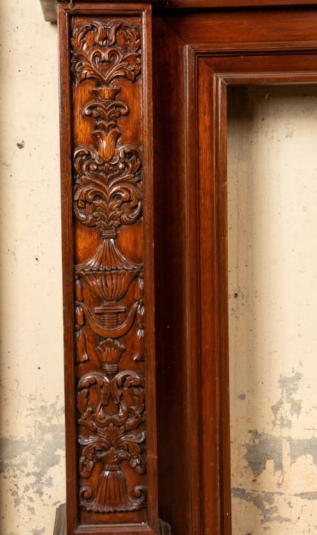VINTAGE MAHOGANY FIREPLACE MANTLE - 5
