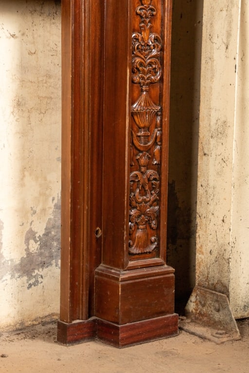 VINTAGE MAHOGANY FIREPLACE MANTLE - 6