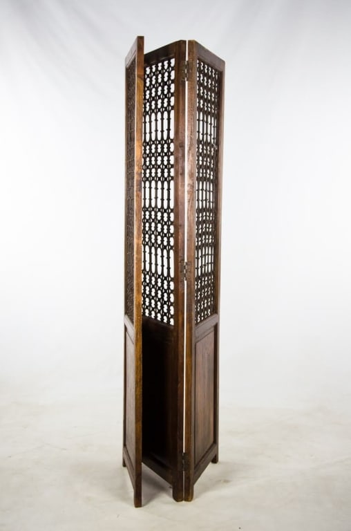 VINTAGE WOOD SCREEN WITH IRON ACCENTS - 8