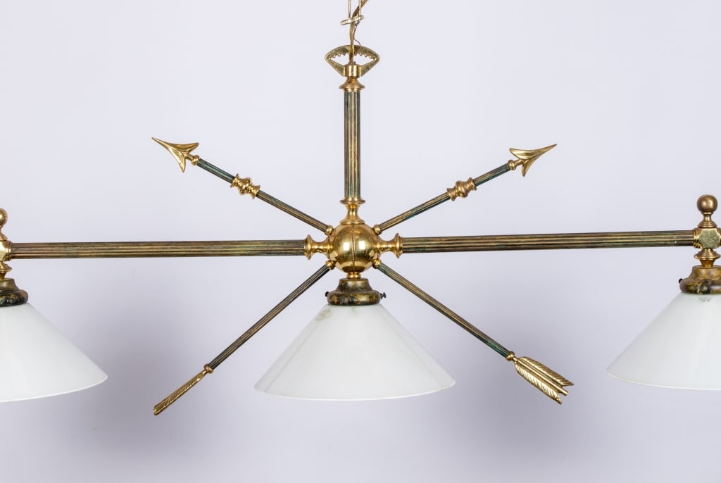 BRASS 3 LIGHT BILLIARD STYLE CHANDELIER - 3