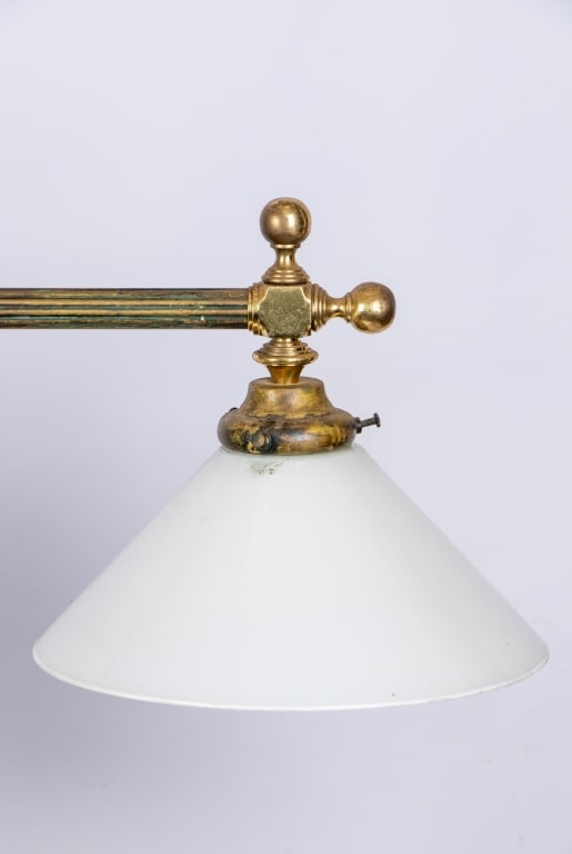 BRASS 3 LIGHT BILLIARD STYLE CHANDELIER - 4