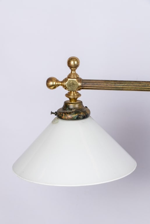 BRASS 3 LIGHT BILLIARD STYLE CHANDELIER - 6