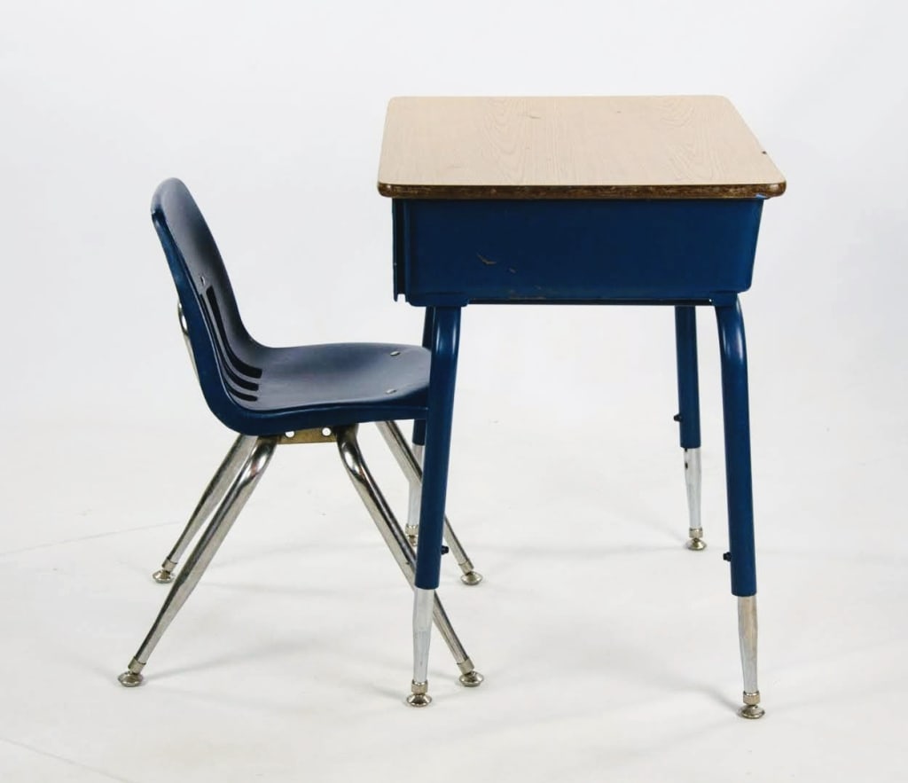 21 MID-CENTURY SCHOOL DESKS WITH CHAIRS - 2