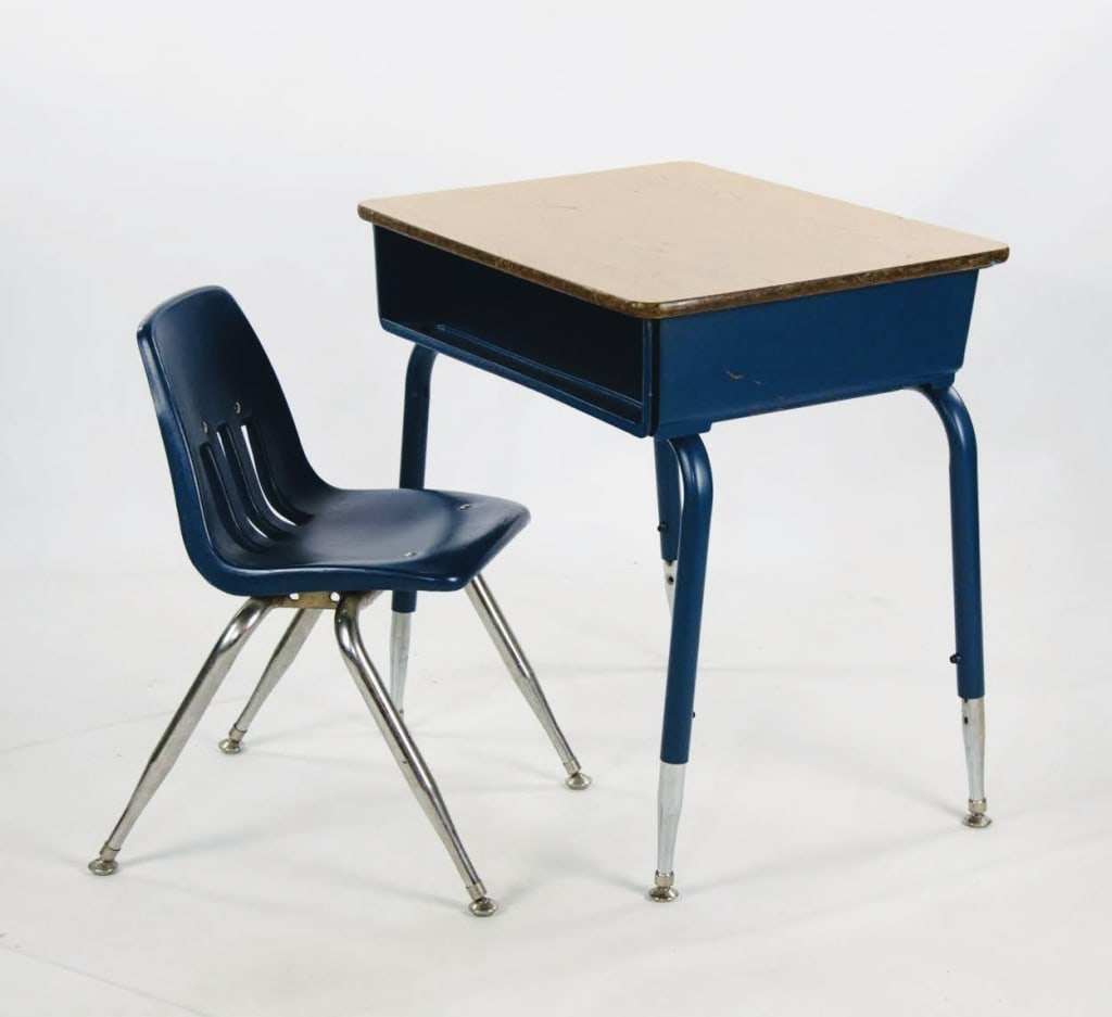 21 MID-CENTURY SCHOOL DESKS WITH CHAIRS - 3