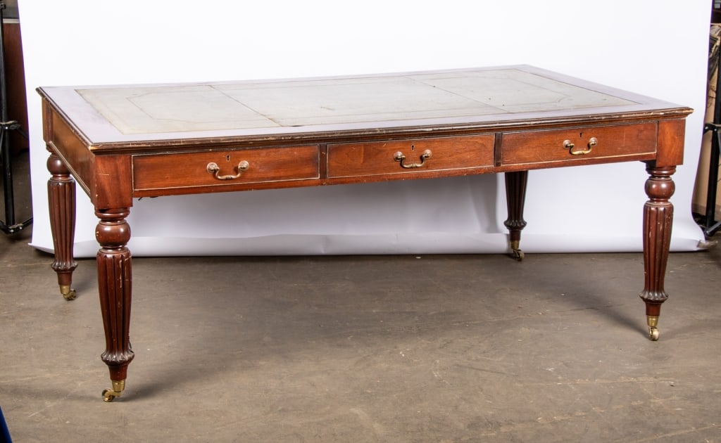 GEORGE III STYLE LEATHER TOP WRITING DESK - 2