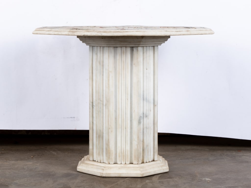 PIETRA DURA STYLE MARBLE ACCENT TABLE - 2