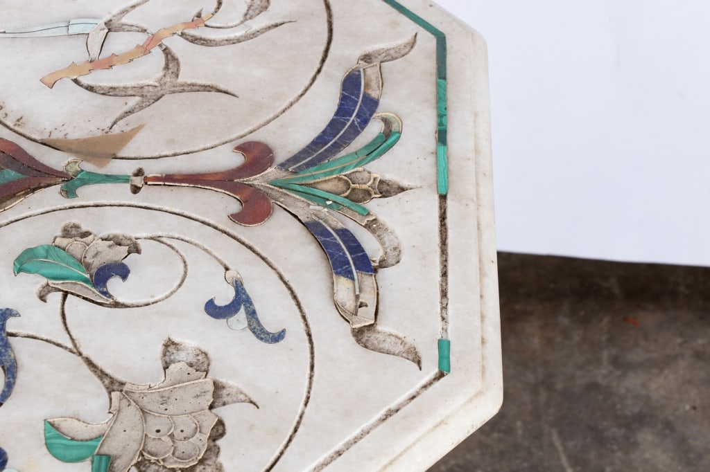 PIETRA DURA STYLE MARBLE ACCENT TABLE - 5