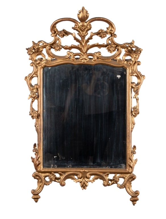 CONTEMPORARY LOUIS XV STYLE WALL MIRROR: Approximate dimensions: h. 42", w. 24.5", d. 3" Disclaimer: Participating bidders must have a credit card on file with LiveAuctioneers in order for their bidding registration to be approved. Credit ca