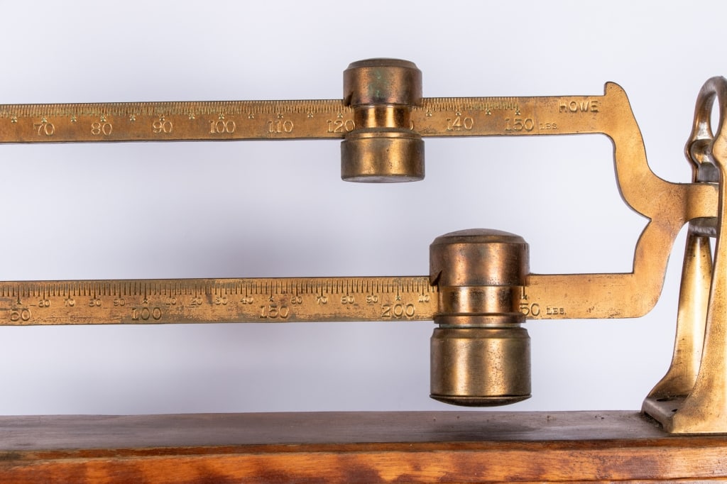 ANTIQUE BRASS & OAK DOCTOR’S SCALE - 5