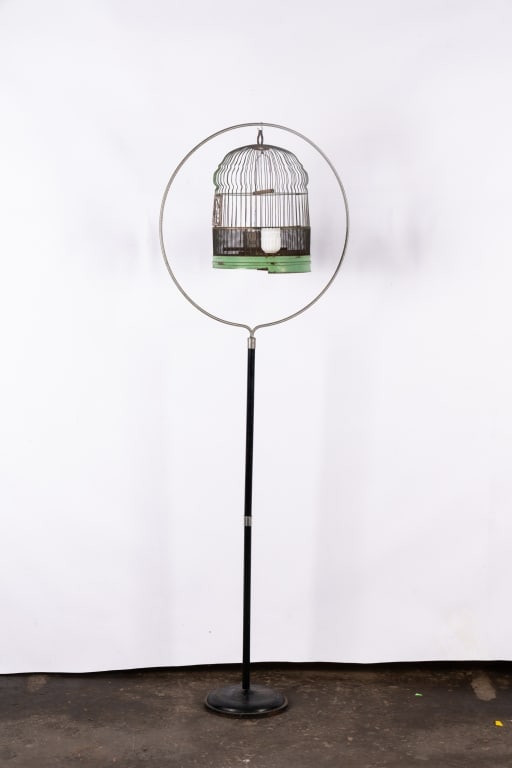 VINTAGE BIRD CAGE ON STAND - 2