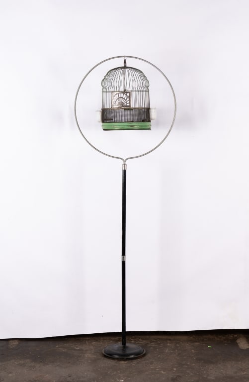 VINTAGE BIRD CAGE ON STAND - 3