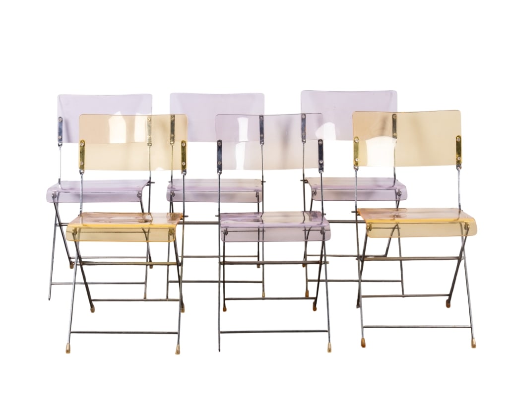 SET OF 6 MODERN ACRYLIC & CHROME FOLDING CHAIRS (1 of 6)