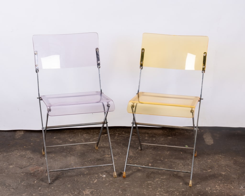 SET OF 6 MODERN ACRYLIC & CHROME FOLDING CHAIRS - 3
