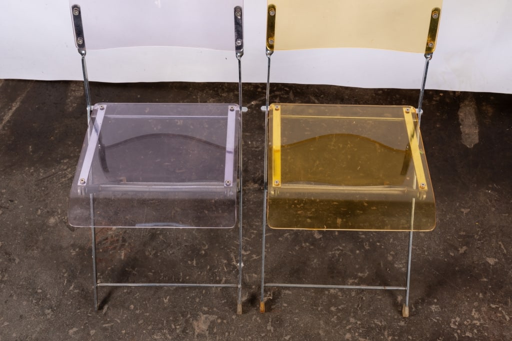 SET OF 6 MODERN ACRYLIC & CHROME FOLDING CHAIRS - 4
