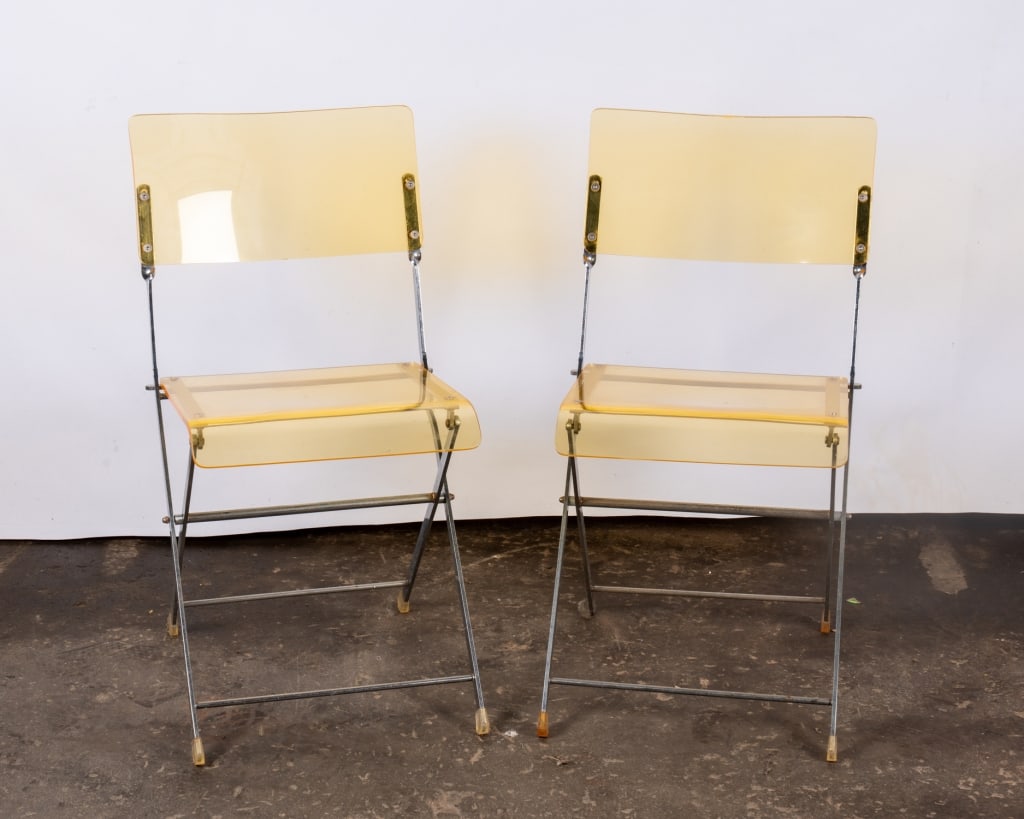 SET OF 6 MODERN ACRYLIC & CHROME FOLDING CHAIRS - 5