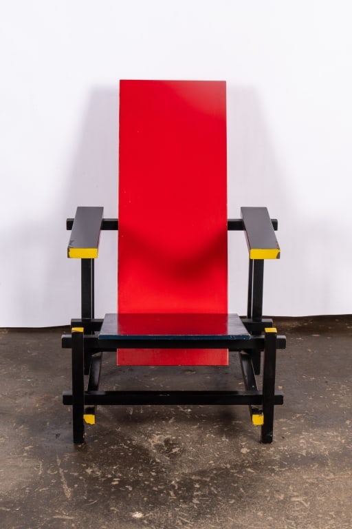 GERRIT RIETVELD STYLE MODERN BLUE & RED ARMCHAIR - 2