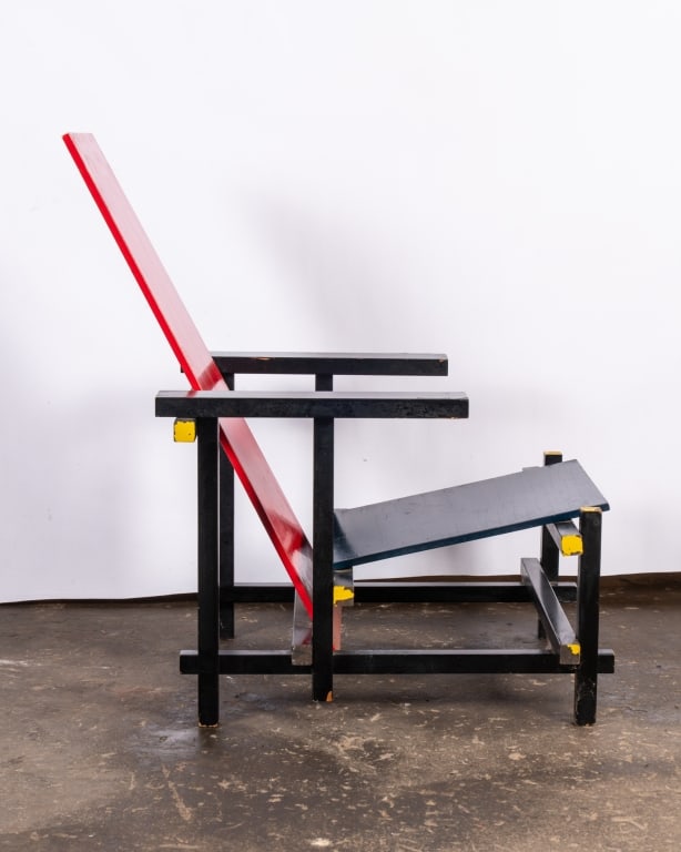 GERRIT RIETVELD STYLE MODERN BLUE & RED ARMCHAIR - 3