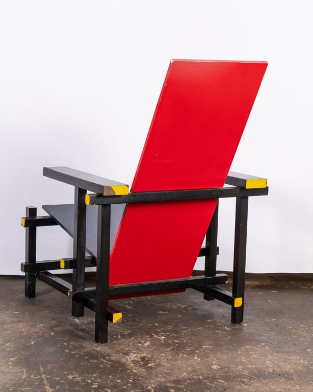 GERRIT RIETVELD STYLE MODERN BLUE & RED ARMCHAIR - 4