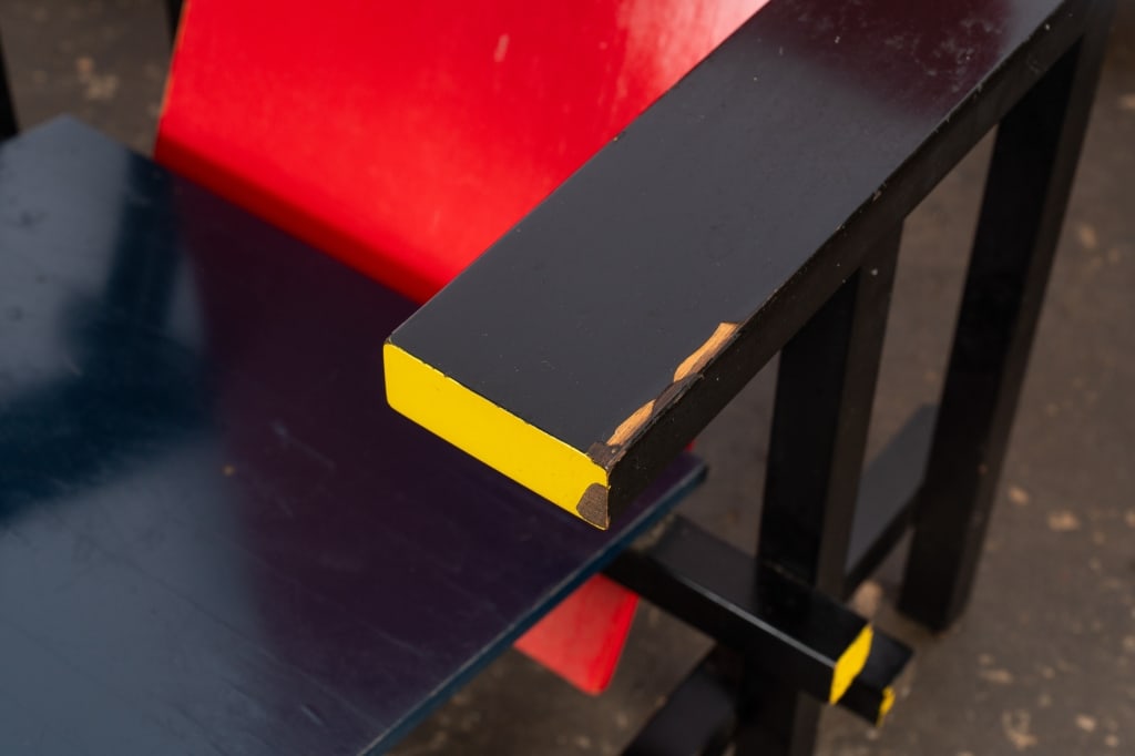 GERRIT RIETVELD STYLE MODERN BLUE & RED ARMCHAIR - 6