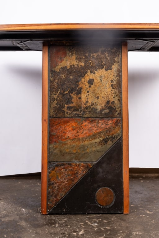PAUL KINGMA STYLE TILE & WOOD CONSOLE TABLE - 4