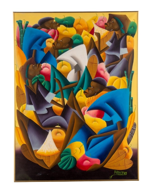 FRITZ JOSEPH, MARKET SCENE, ACRYLIC ON CANVAS (1 of 6)