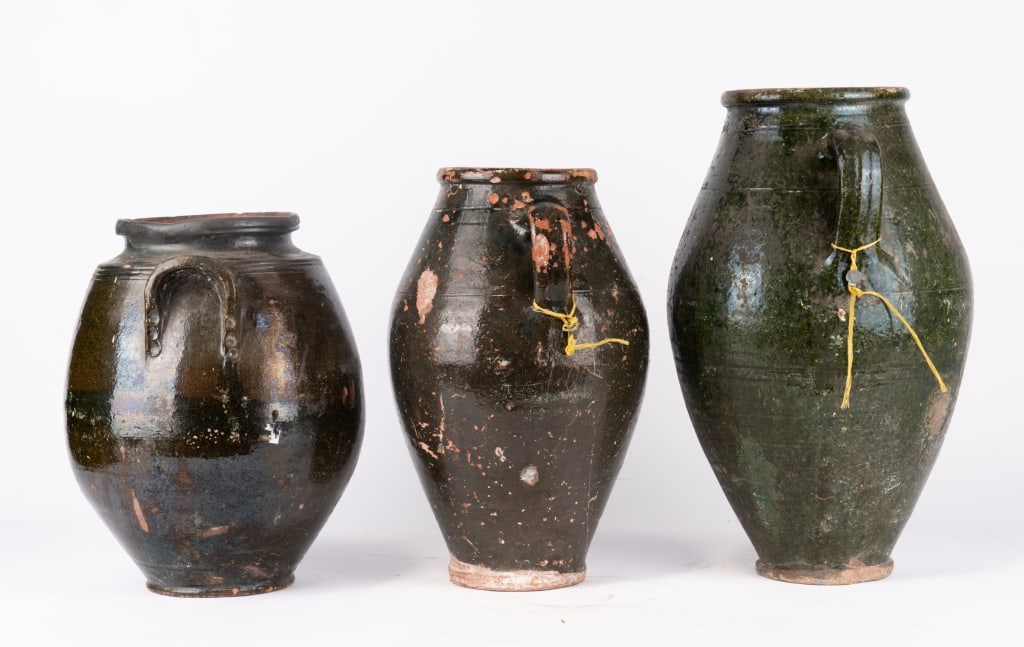 THREE VINTAGE POTTERY VASES - 2