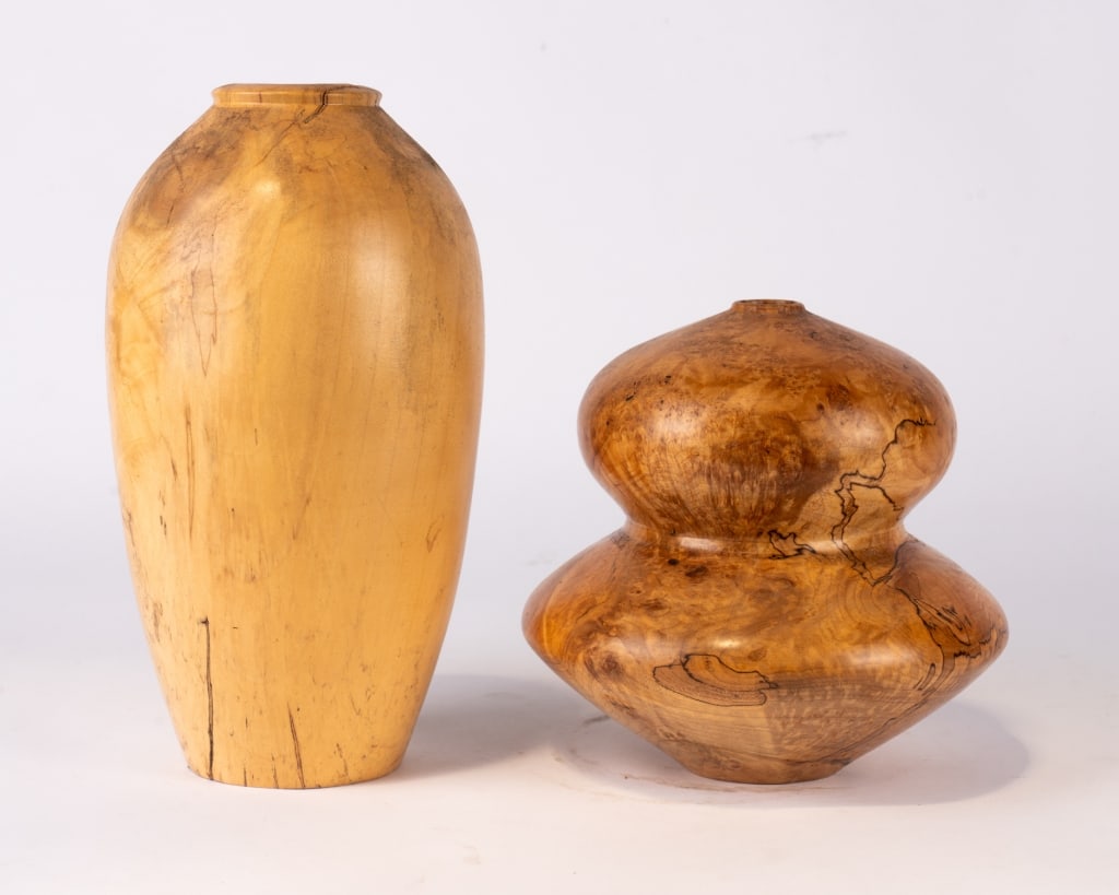 TWO MAPLE VASES BY BOB MILLER - 2