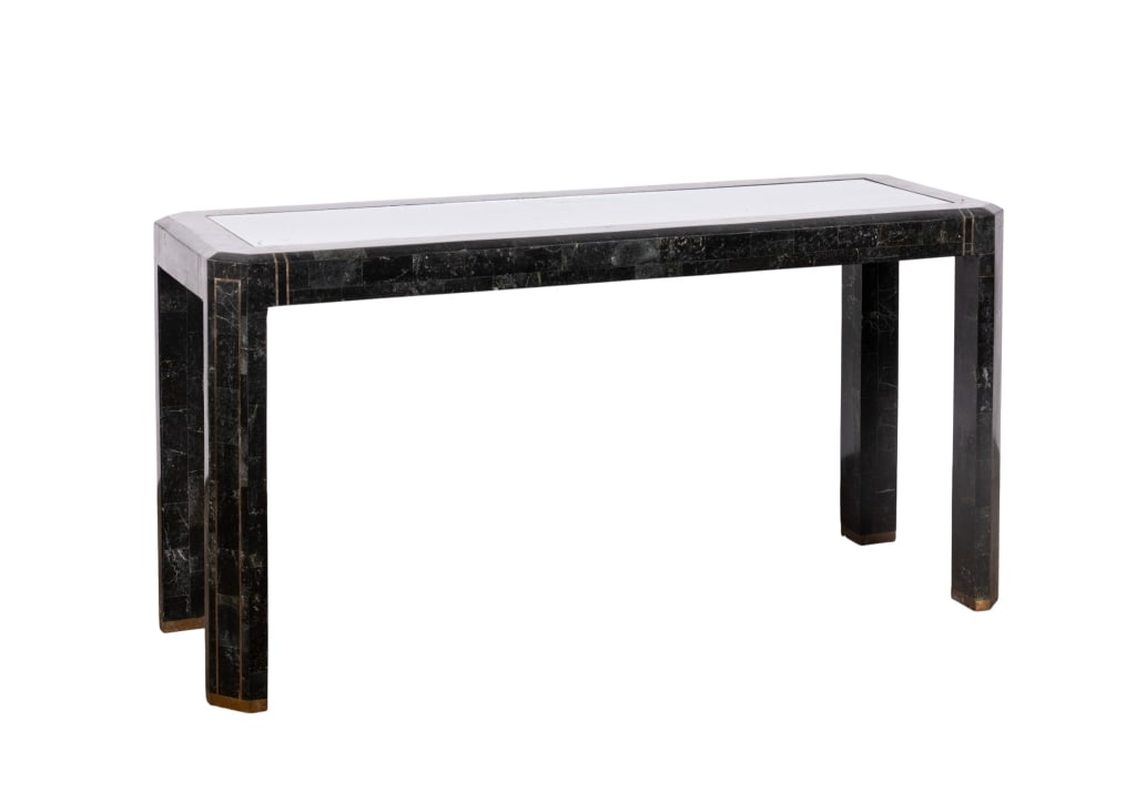TESSELLATED STONE WITH BRASS INLAY CONSOLE TABLE (1 of 5)