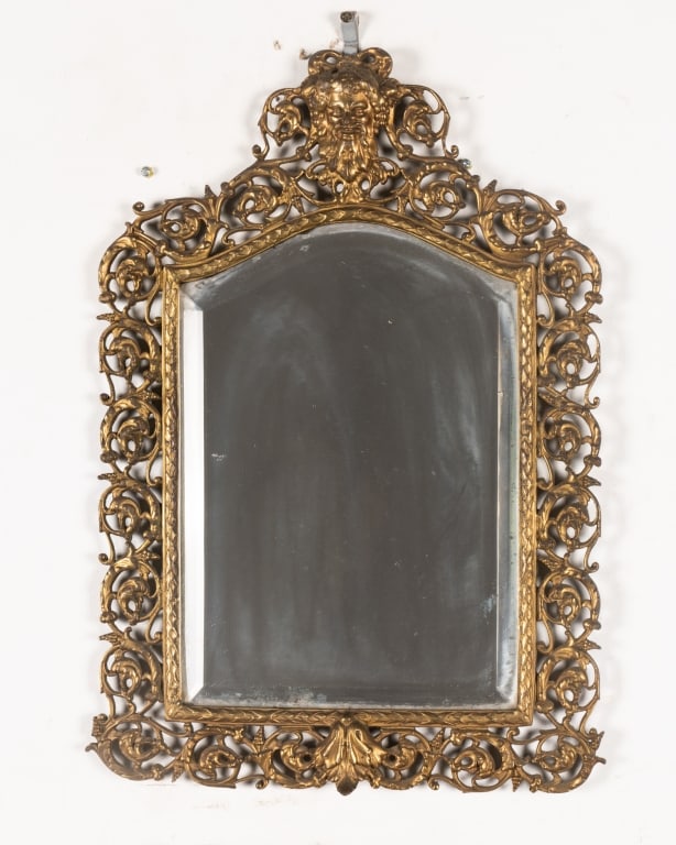 TWO NEOCLASSICAL STYLE ORNATE BRONZE WALL MIRRORS - 2
