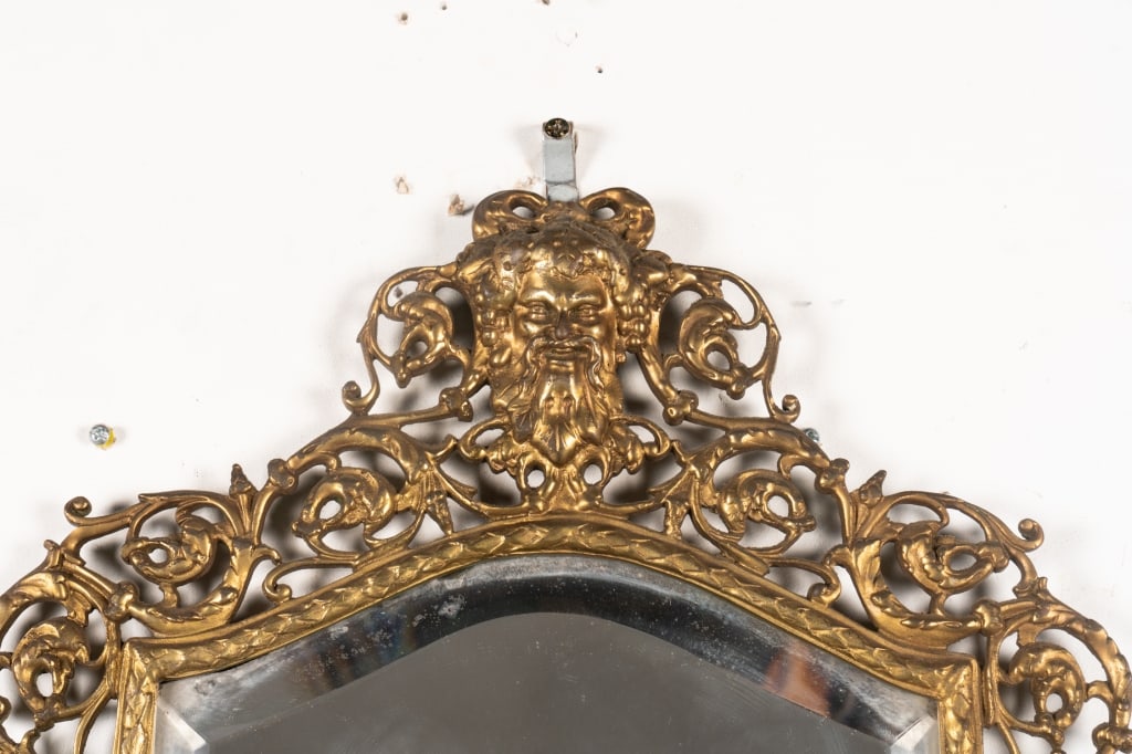 TWO NEOCLASSICAL STYLE ORNATE BRONZE WALL MIRRORS - 3