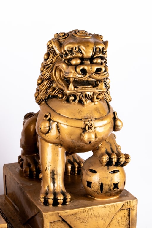PAIR OF CHINESE FIBERGLASS BEIJING LIONS/FOO DOGS - 2