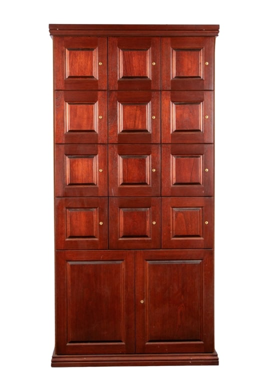 WOOD PROJECTIONS 12 LOCKER HUMIDOR CIGAR CABINET (1 of 6)