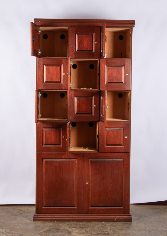 WOOD PROJECTIONS 12 LOCKER HUMIDOR CIGAR CABINET - 4