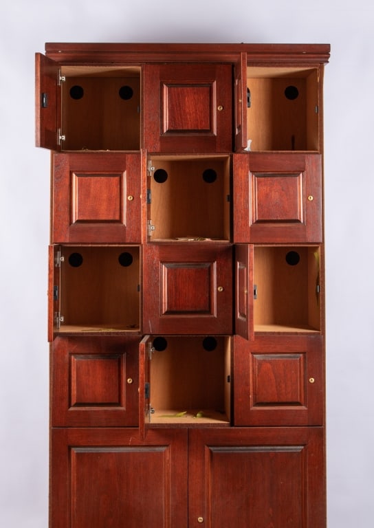 WOOD PROJECTIONS 12 LOCKER HUMIDOR CIGAR CABINET - 5