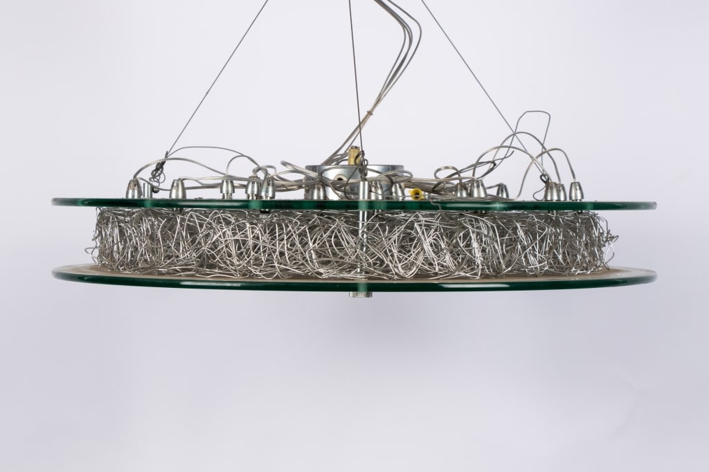 MODERN GLASS & METAL PENDANT LIGHT - 2