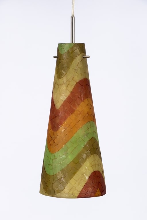 VINTAGE FIBERGLASS MOSAIC PENDANT LIGHT - 2