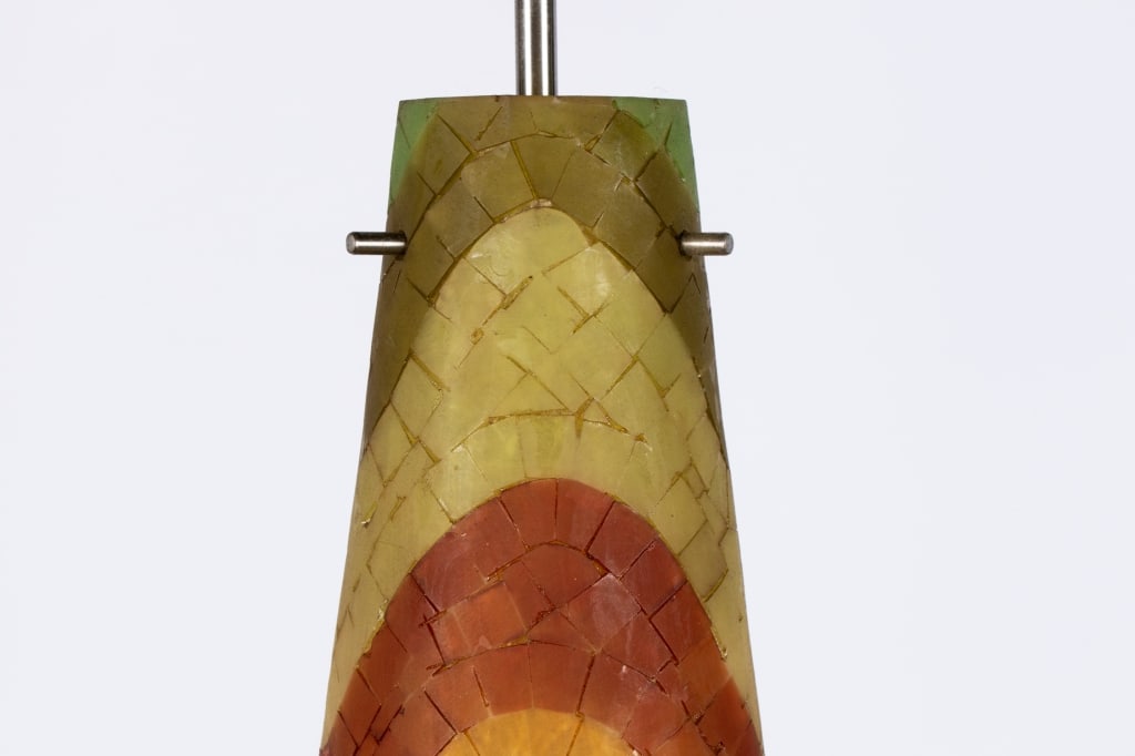 VINTAGE FIBERGLASS MOSAIC PENDANT LIGHT - 4