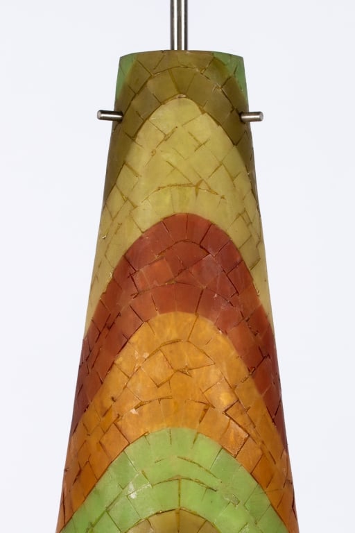 VINTAGE FIBERGLASS MOSAIC PENDANT LIGHT - 6